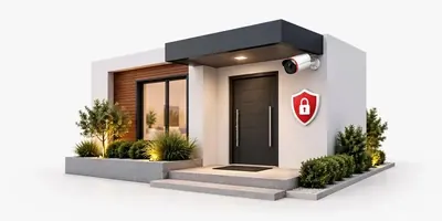 Casa particular protegida con cámara de seguridad